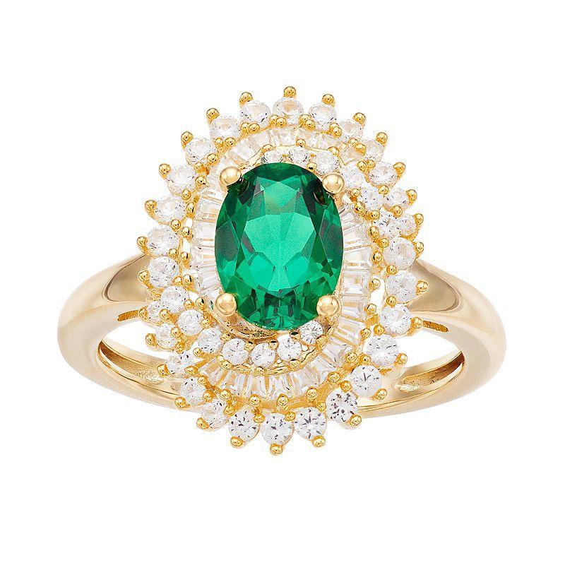 10k Gold Gemstone & 5/8 Carat T.W. Diamond Ring, Womens Green Product Image