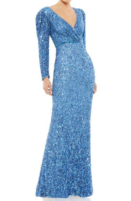 Mac Duggal Long Sleeve Sequin Trumpet Gown Product Image