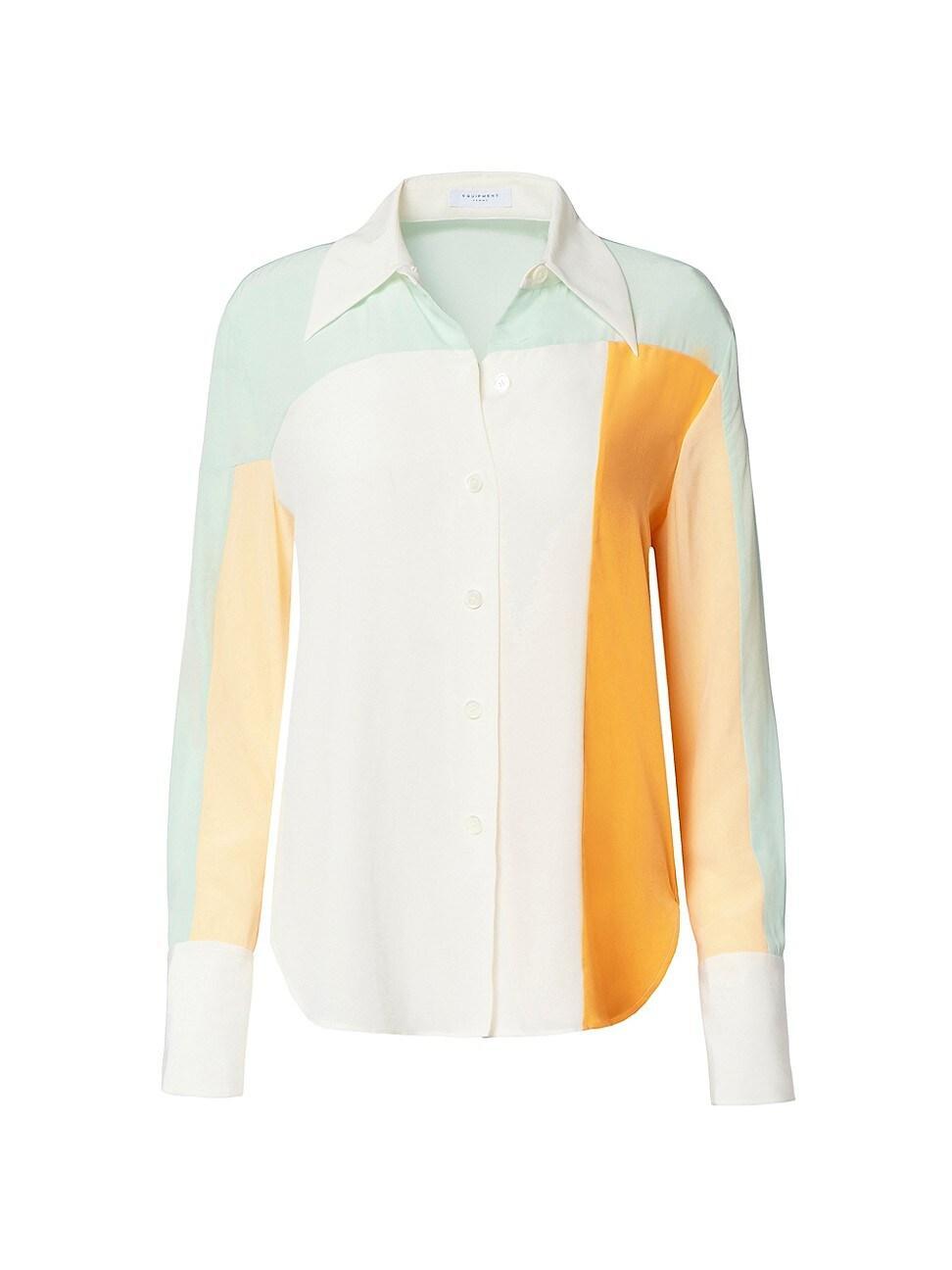 Womens Quinne Silk Colorblocked Shirt Product Image