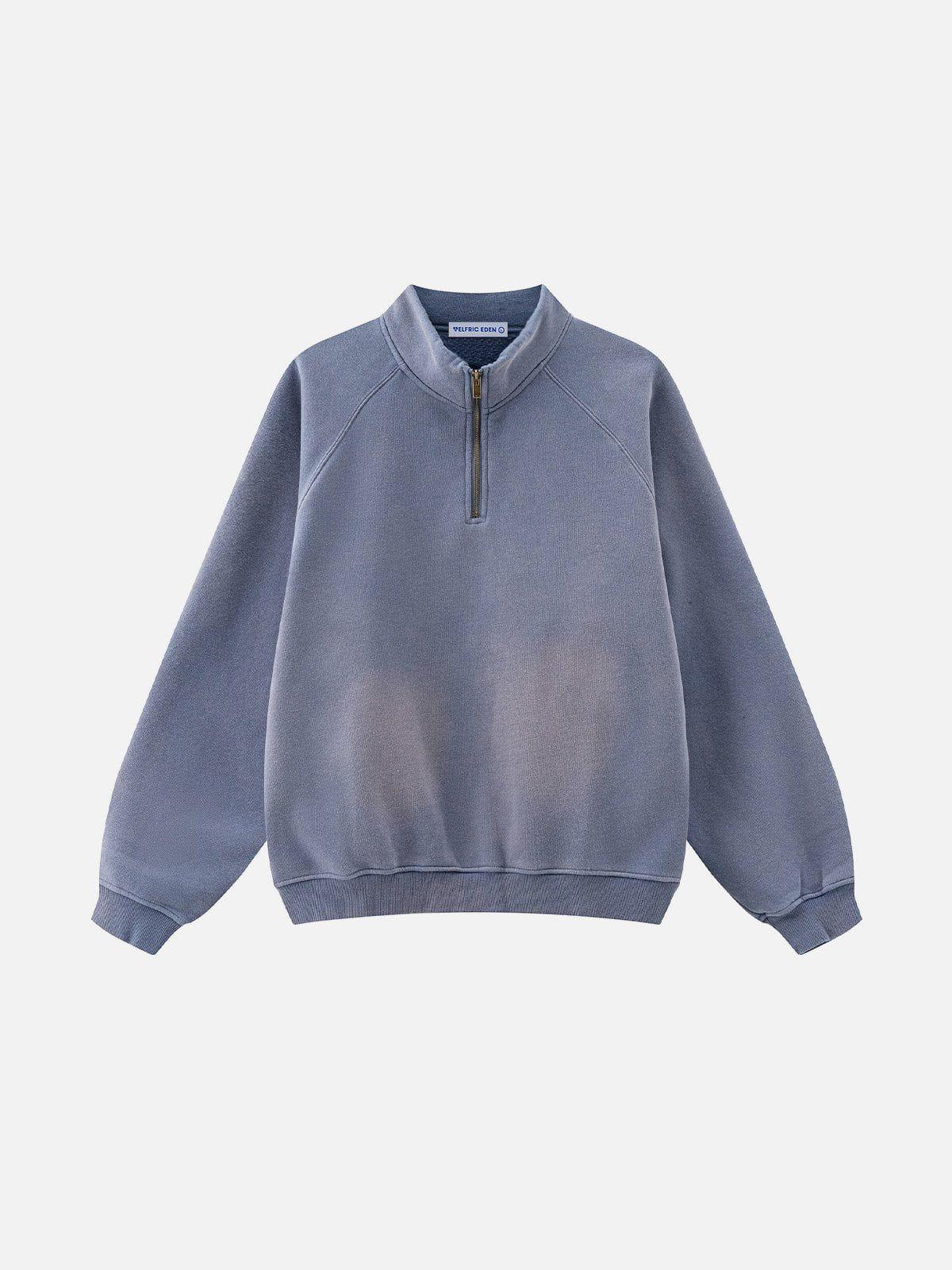 Aelfric Eden Basic Washed Half Zip Up Sweatshirt Product Image