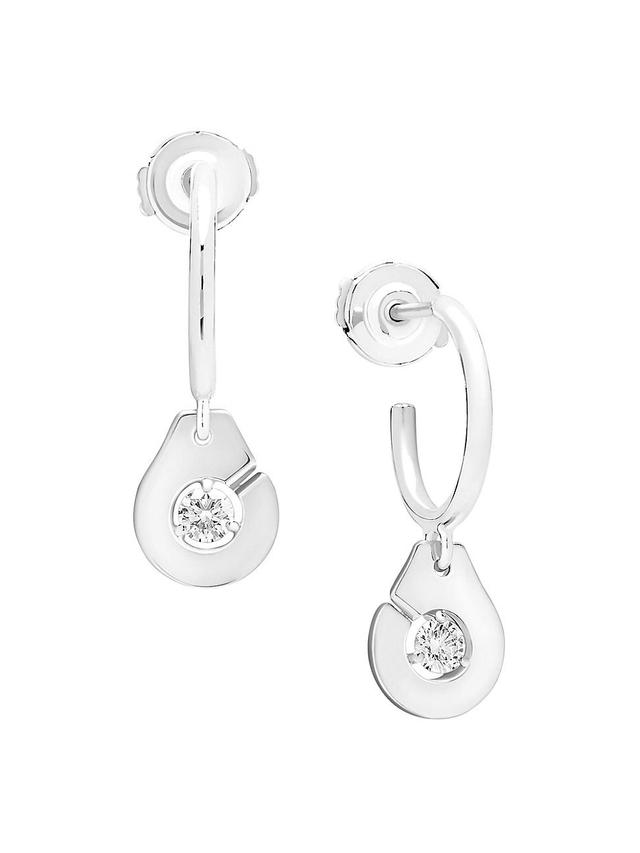 Womens Menottes Dinh Van R8 18K White Gold & Diamond Handcuff Drop Earrings Product Image