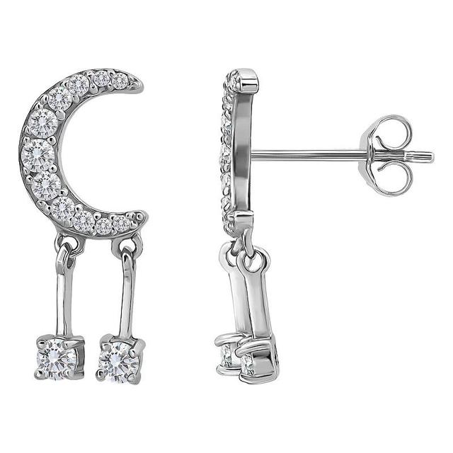 Aleure Precioso Sterling Silver Cubic Zirconia Moon & Drops Drop Earrings, Womens Product Image