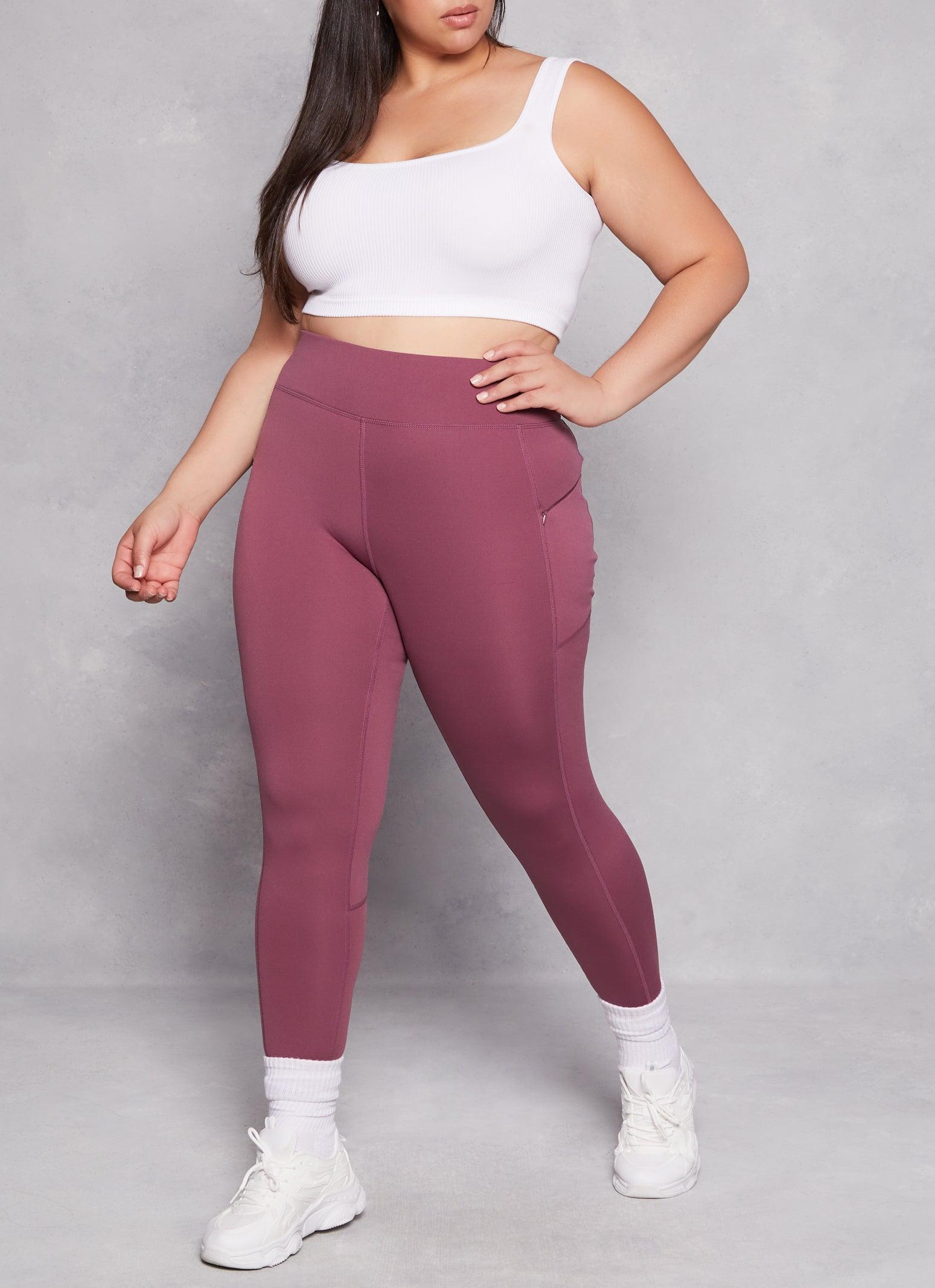 Womens Plus Size High Waist Zip Pocket Leggings Product Image