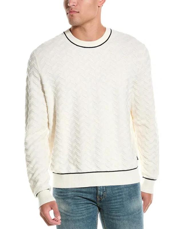 Textured Crewneck Sweater In White Product Image