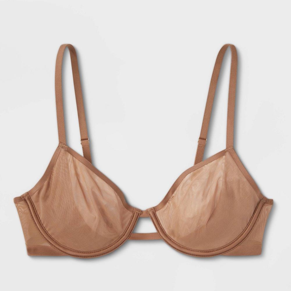 Women&#39;s Mesh Unlined Demi Bra - Auden&#8482; Brown 38DDD Product Image