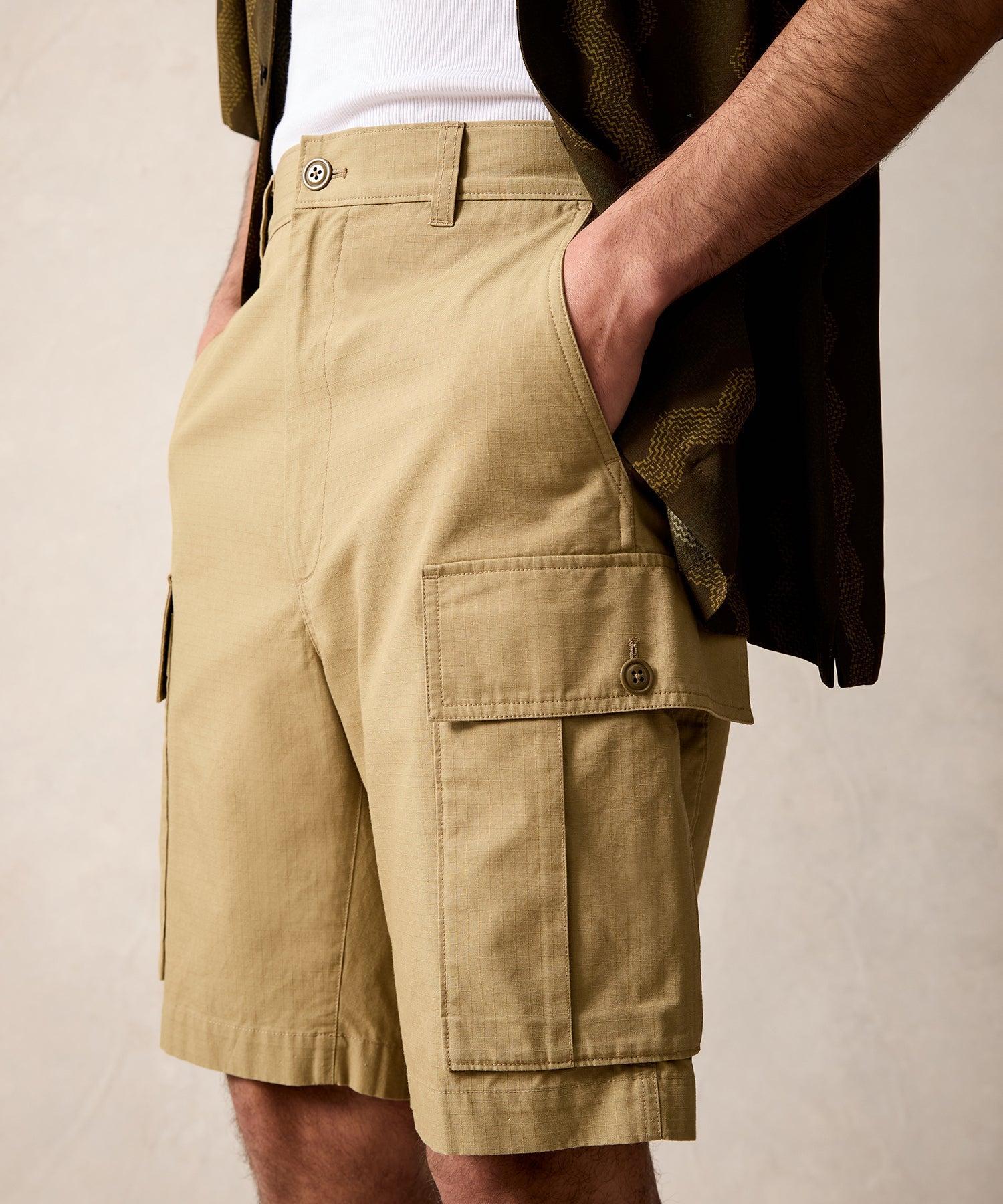 9" Japanese Ripstop Cargo Short in Khaki Product Image