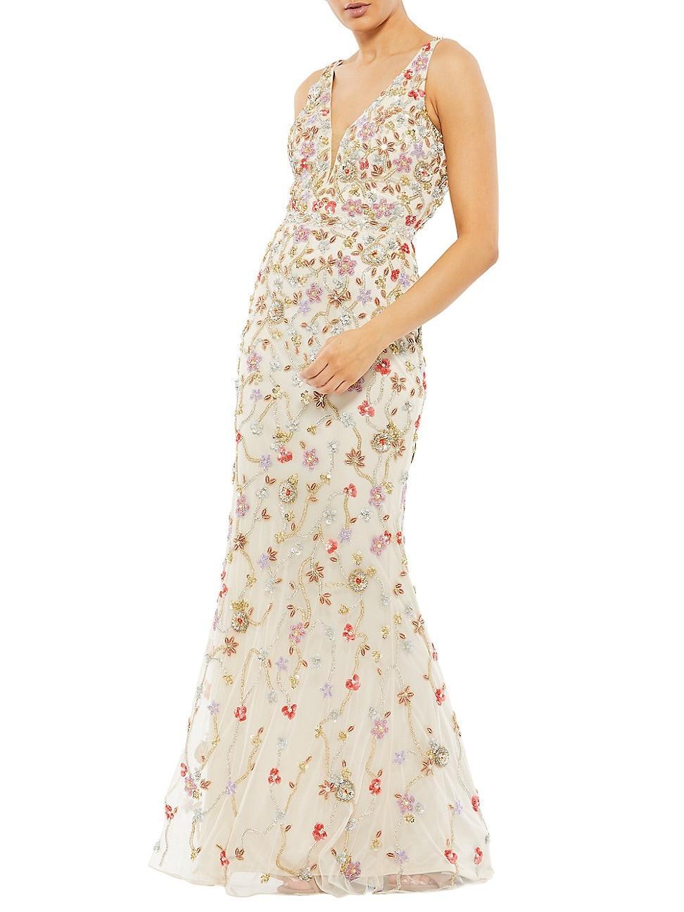 Womens Beaded Empire-Waist Gown Product Image