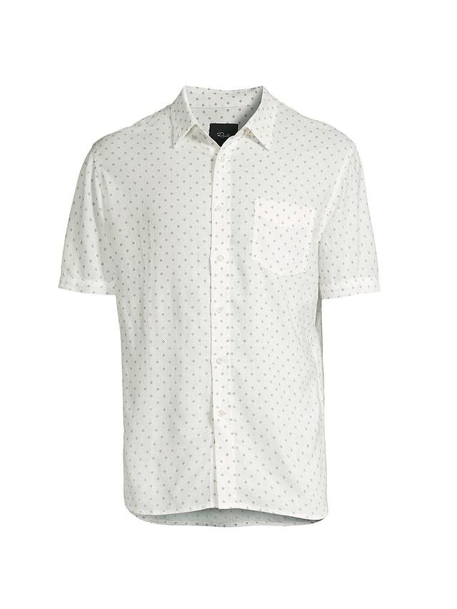 Rails Carson Diamond Print Short Sleeve Linen Blend Button-Up Shirt Product Image