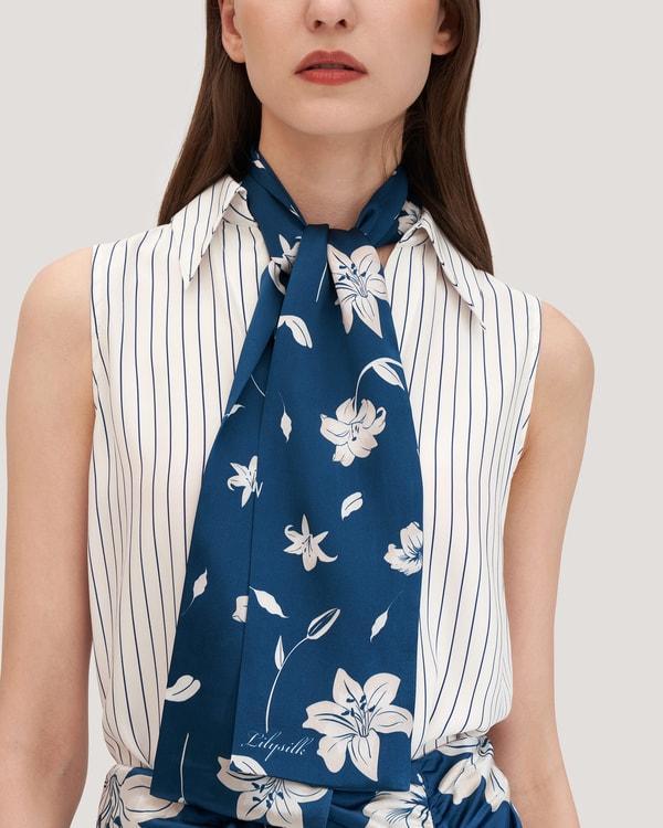 Stunning Rectangular Silk Lily Scarf Product Image