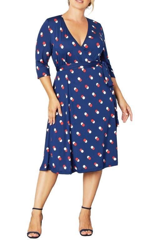 Kiyonna Plus Size Essential Wrap Dress with 3/4 Sleeves Product Image