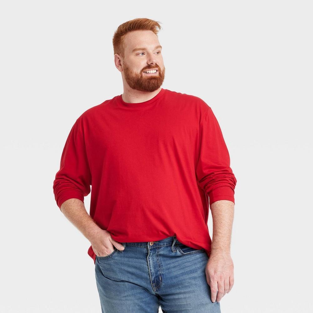 Mens Every Wear Big & Tall Crewneck Long Sleeve T-Shirt - Goodfellow & Co Red 4XL Product Image