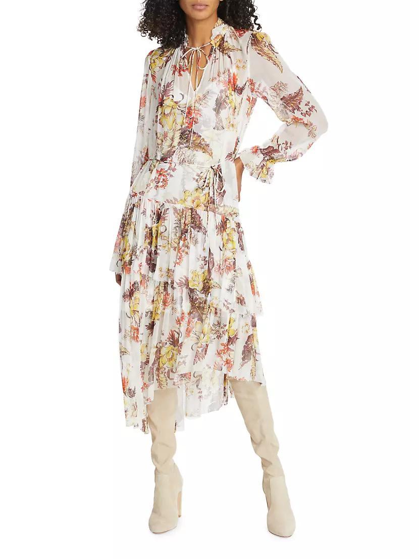 Matchmaker Floral Tiered Asymmetric Midi-Dress Product Image