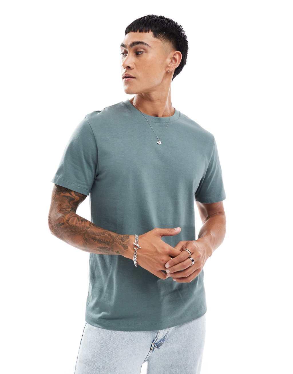 ASOS DESIGN essential crew neck t-shirt in dark green Product Image