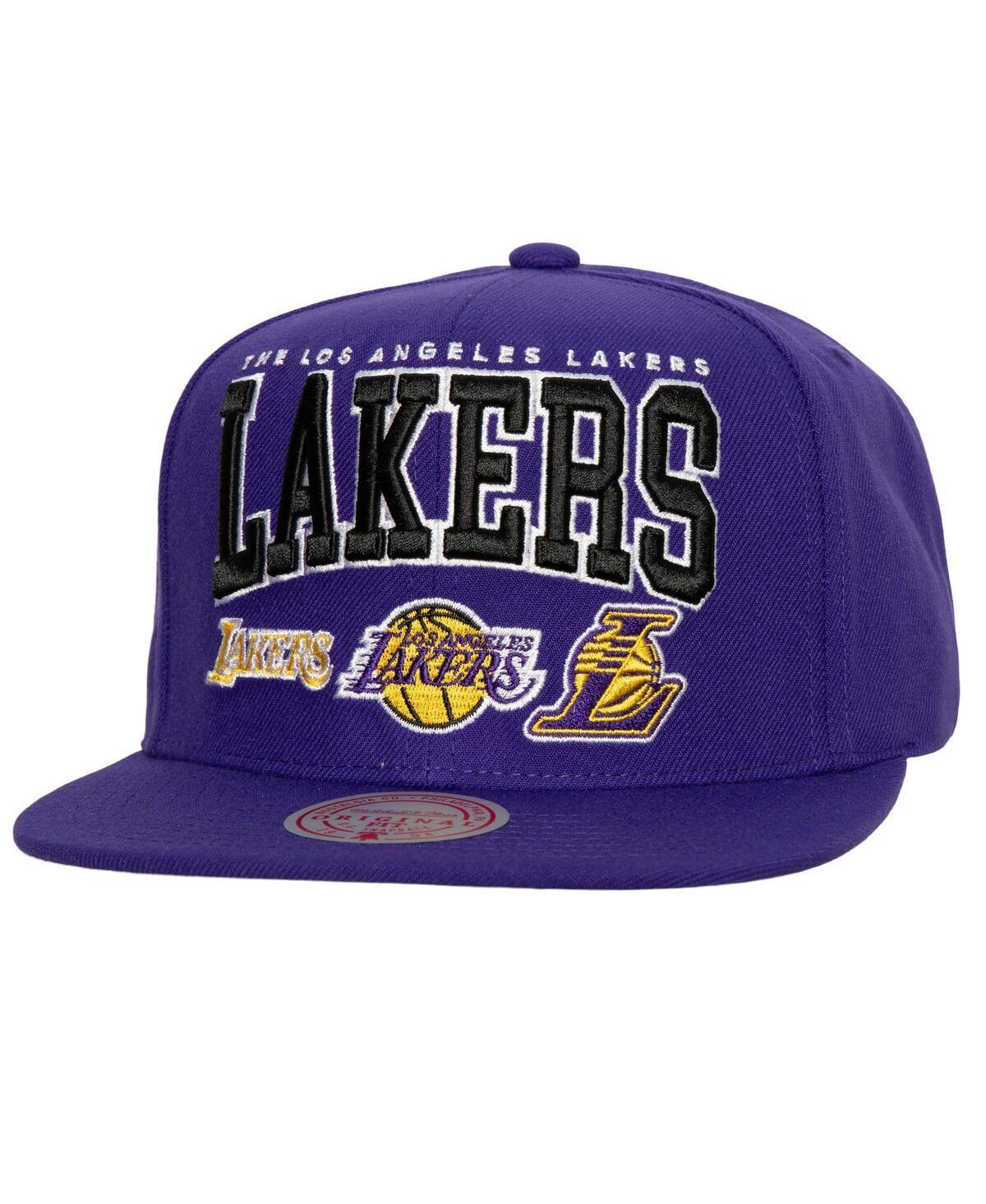 Mens Mitchell & Ness Purple Los Angeles Lakers Champ Stack Snapback Hat Product Image