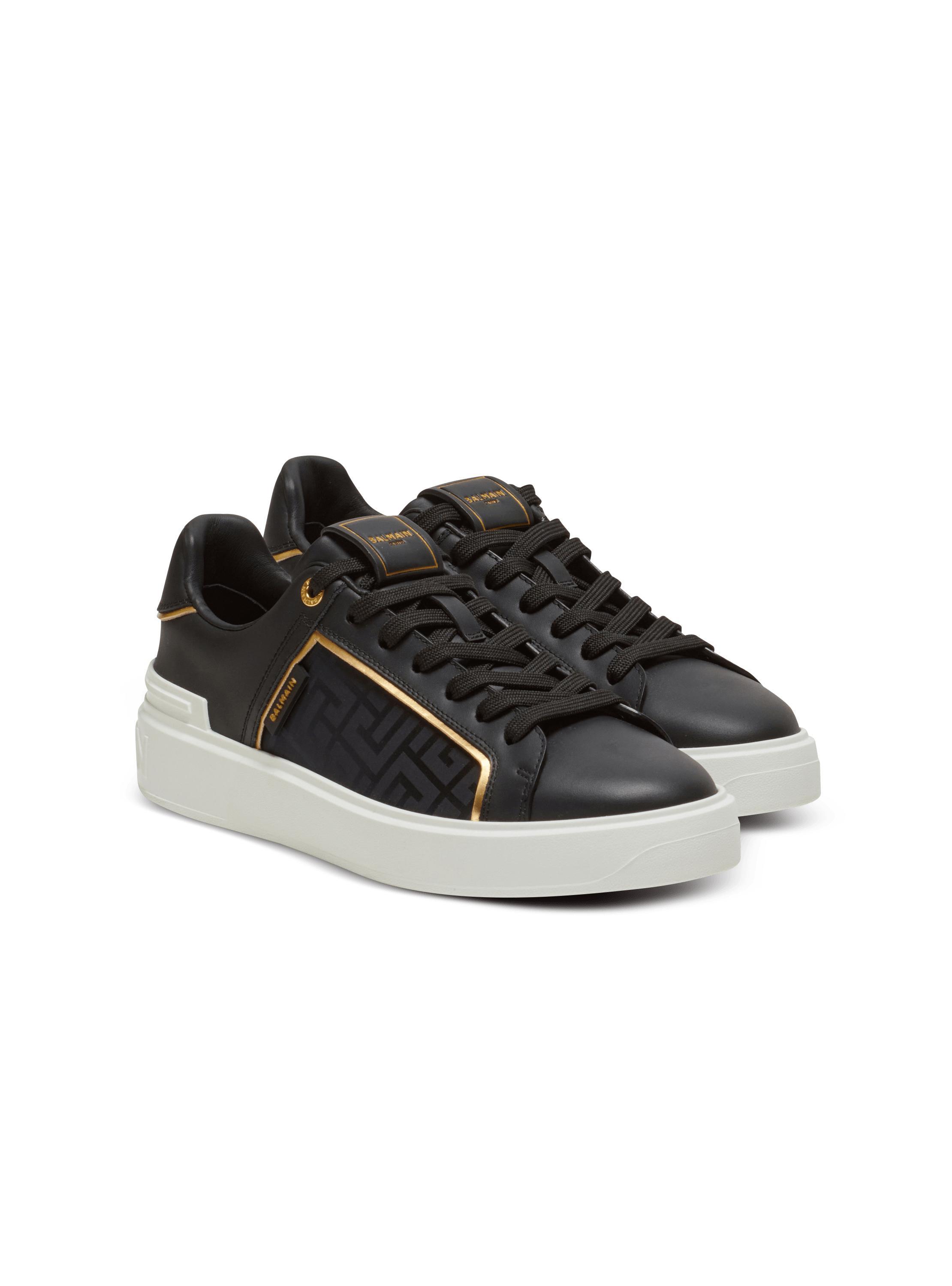 B-Court monogrammed nylon and leather sneakers Product Image