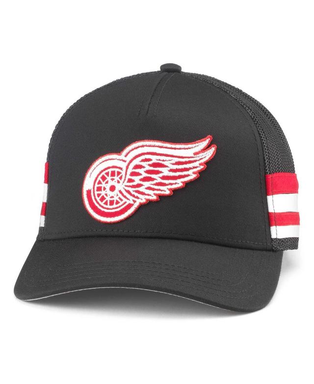 Mens American Needle Black Detroit Red Wings HotFoot Stripes Trucker Adjustable Hat Product Image