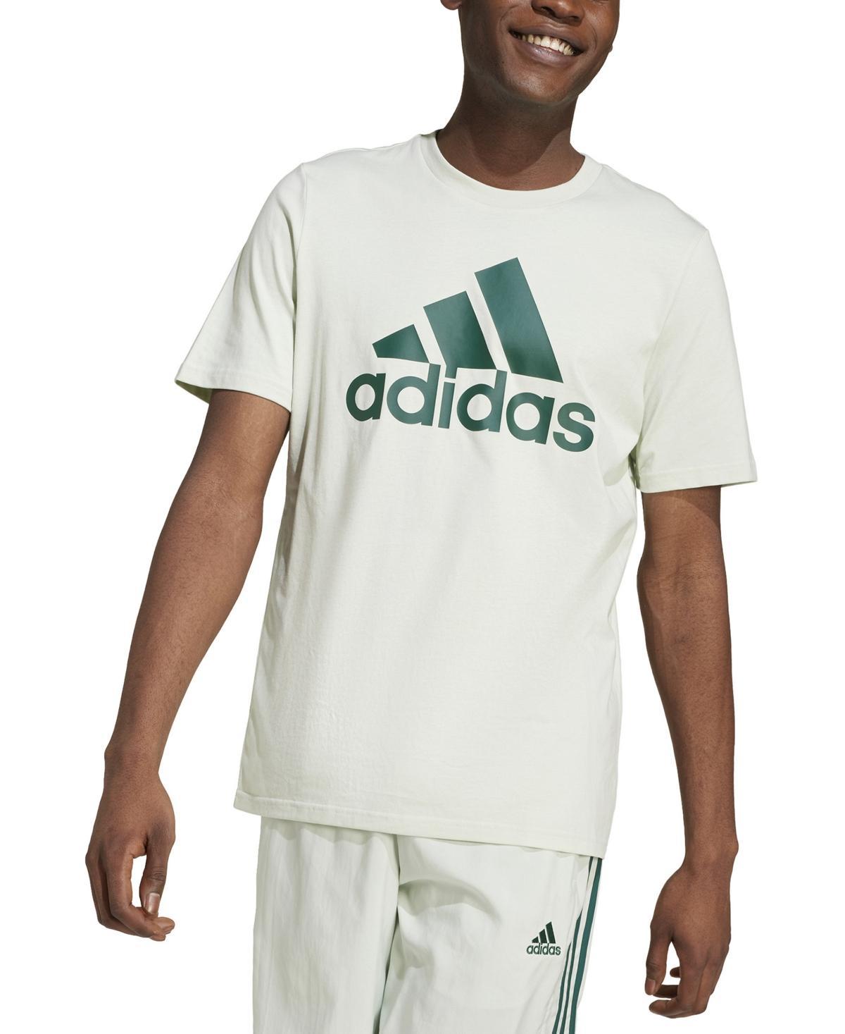 adidas Mens Essentials Regular-Fit Logo Graphic T-Shirt - Linen / Product Image