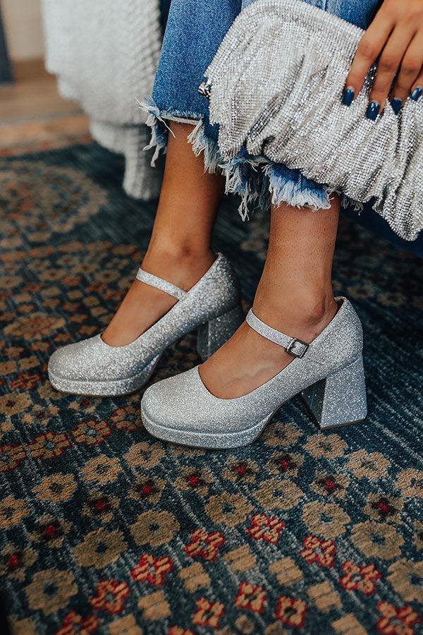 The Alaia Glitter Heel In Silver Product Image