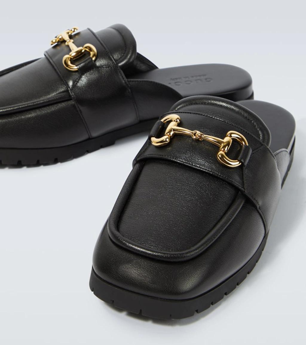 GUCCI Horsebit-detail Leather Mules In Black Product Image