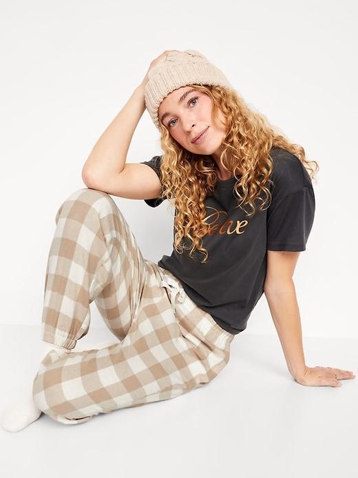 High-Waisted Flannel Pajama Joggers Product Image