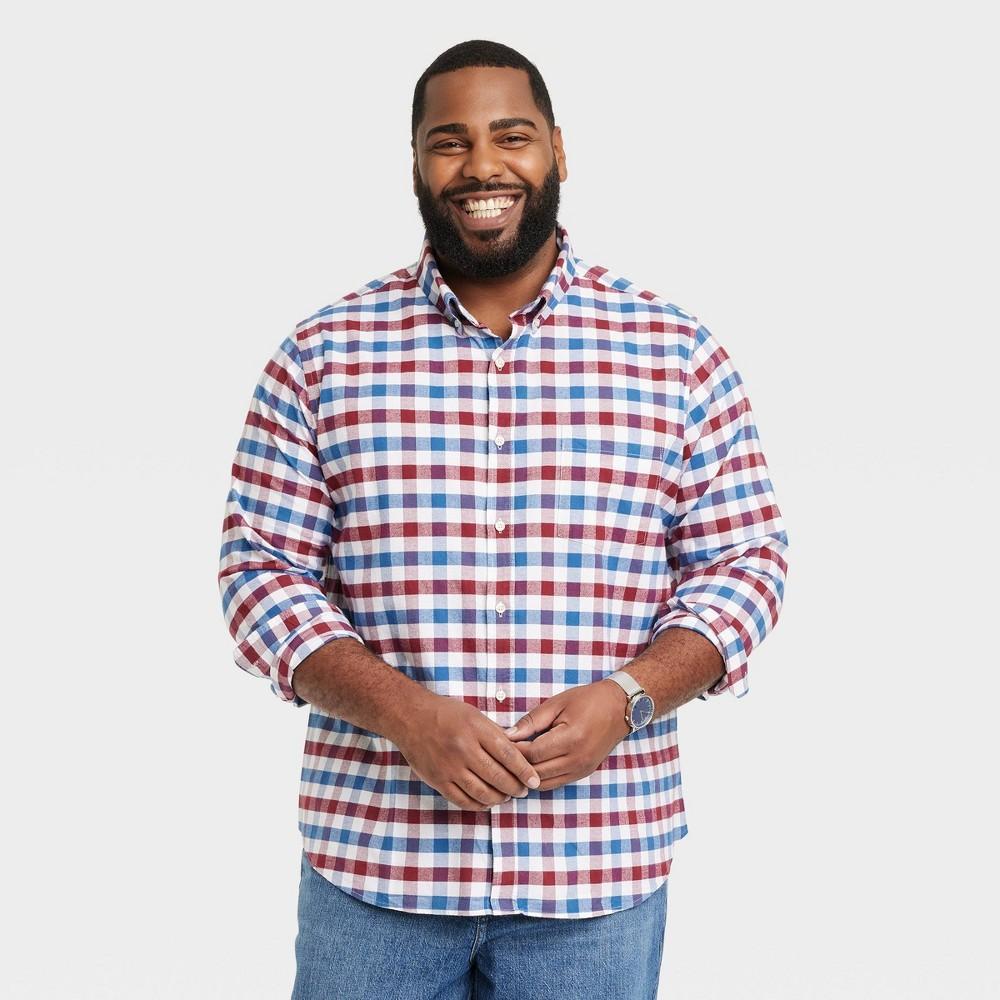 Mens Big & Tall Every Wear Long Sleeve Button-Down Shirt - Goodfellow & Co Blue 5XLT Product Image