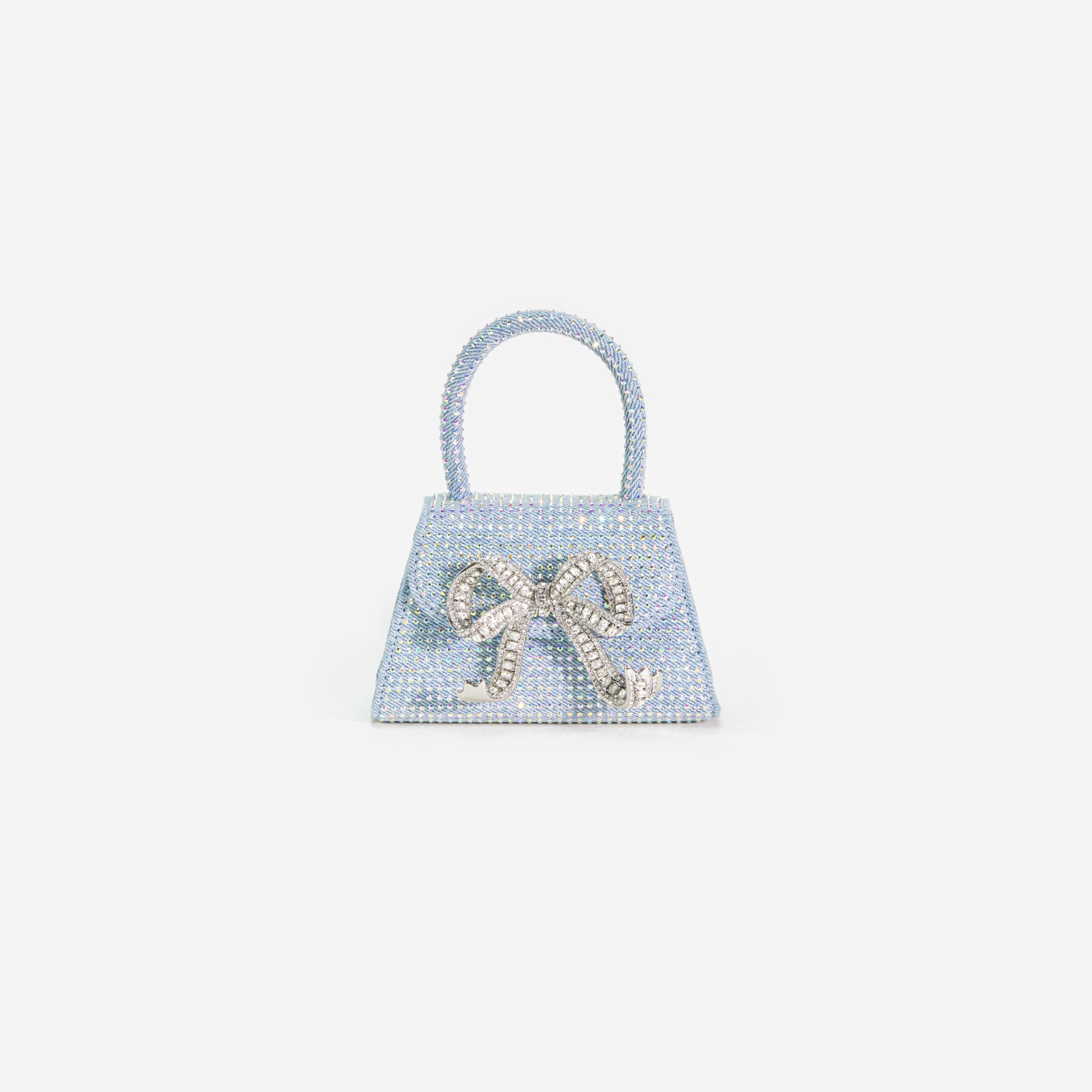 Blue Rhinestone Denim Micro Bow Bag Product Image