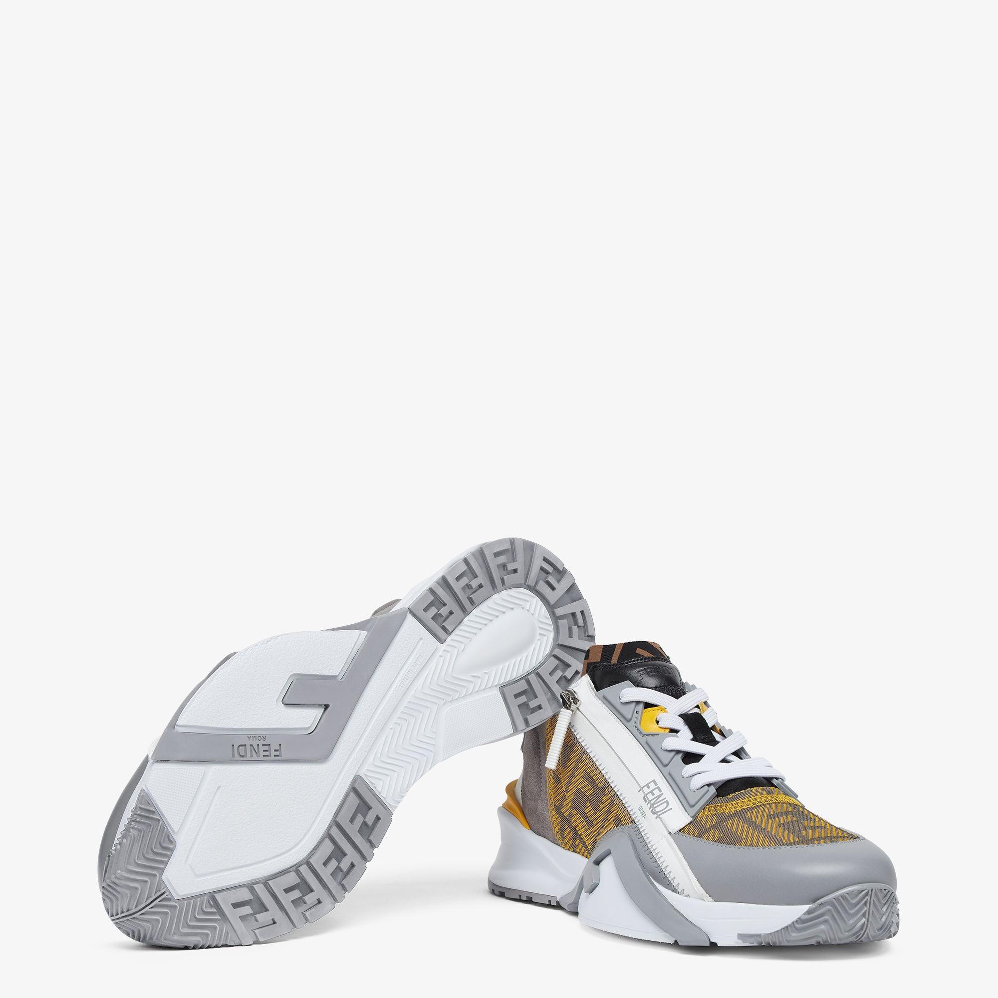 Fendi Flow SneakersYellow FF mesh and gray leather running shoes Product Image