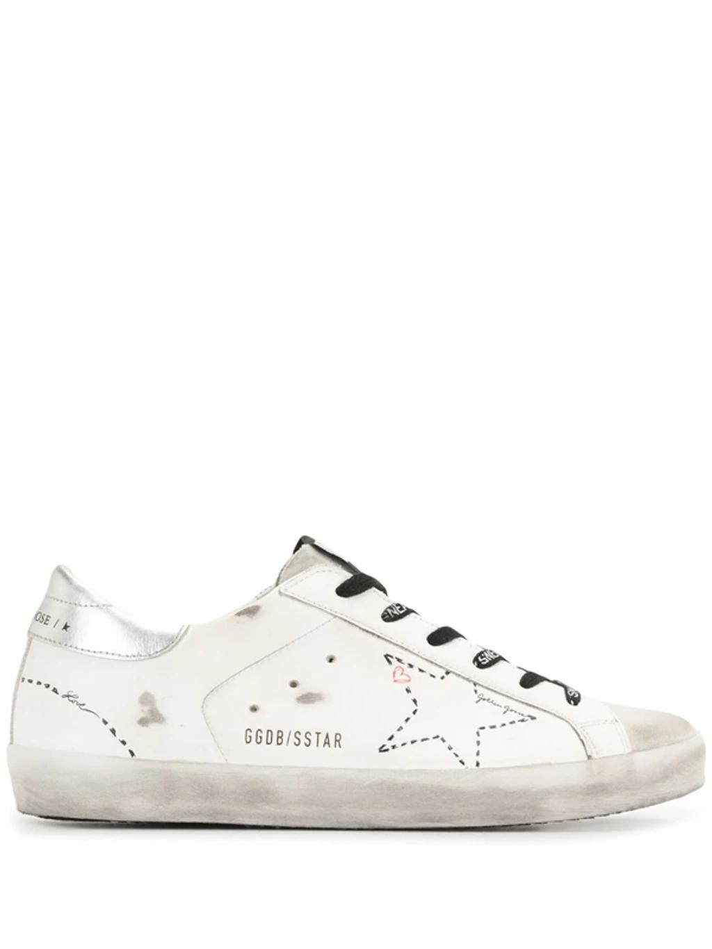 GOLDEN GOOSE Superstar Distressed Leather And Suede Sneakers In White Product Image