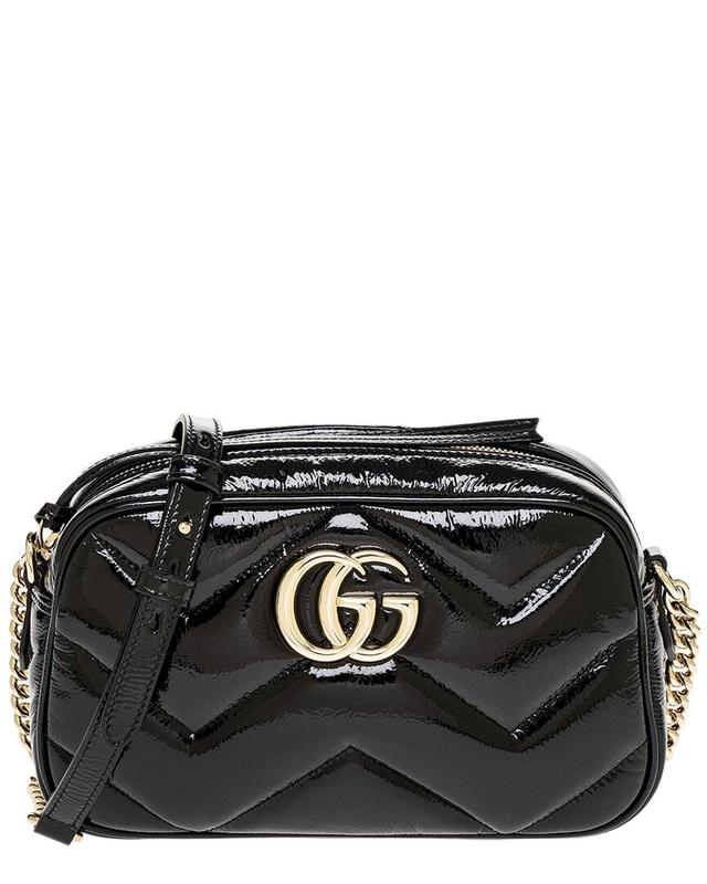 Gg Marmont Mini Patent Leather Shoulder Bag In Black Product Image