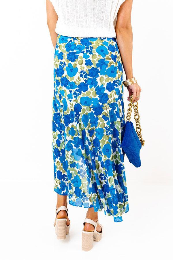 Only Sunshine Floral Skirt In Royal Blue Product Image