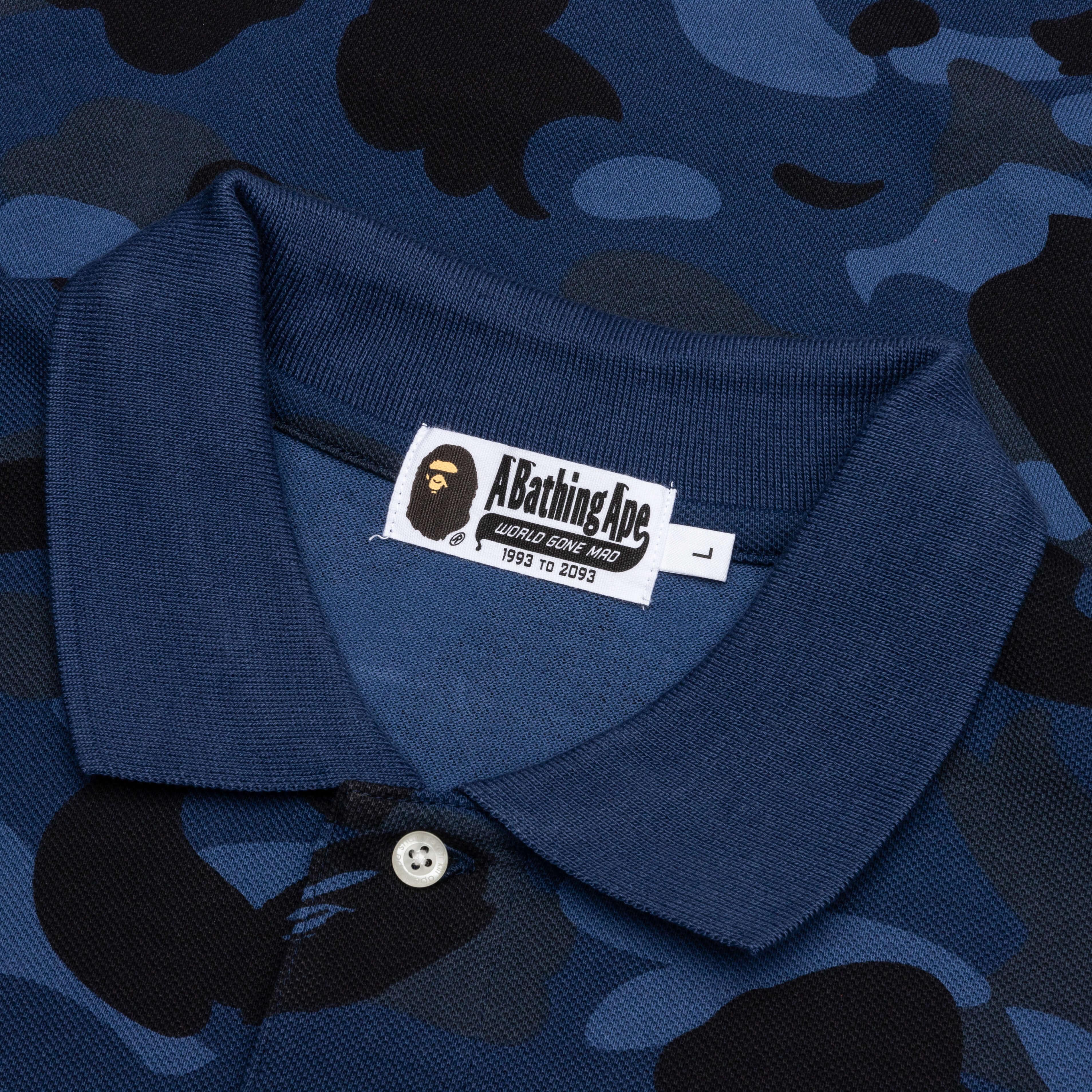 Color Camo Large Ape Head Relaxed Fit Polo Shirt - Navy Male Product Image