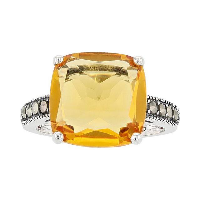 Lavish by TJM Sterling Silver Simulated Citrine & Marcasite Statement Ring, Womens Product Image