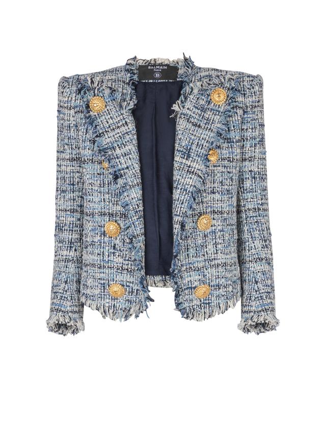 Cropped tweed edge-to-edge jacket with 8 buttons Product Image