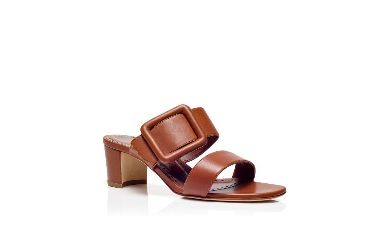 TITUBANEW Brown Nappa Leather Open Toe Mules Product Image