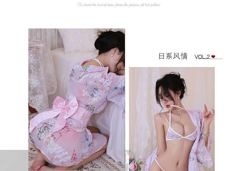 Floral Kimono Lingerie Costume Set Product Image