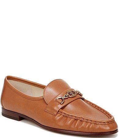 Sam Edelman Lucca Leather Ruched Bit Buckle Flat Loafers Product Image