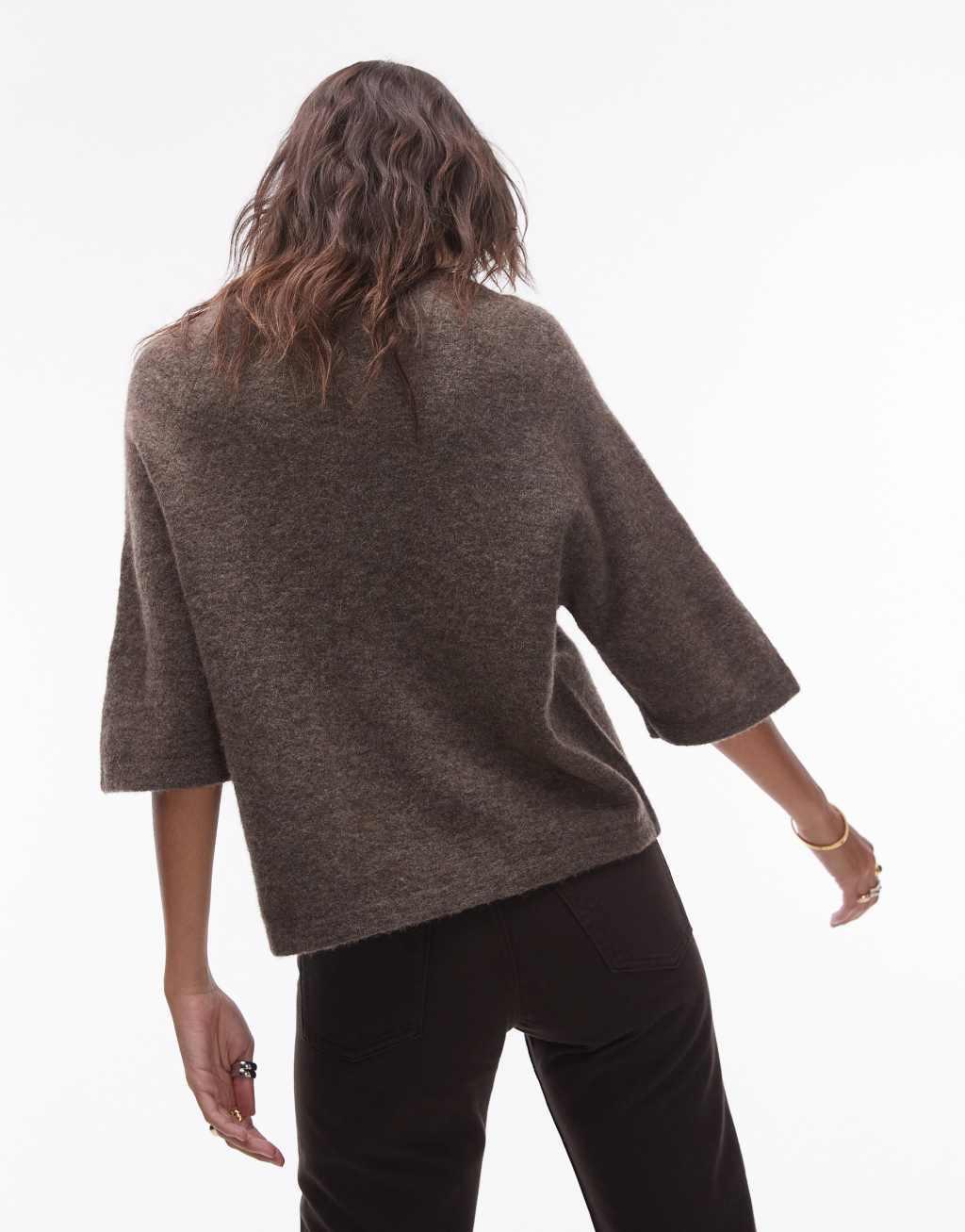 & Other Stories alpaca short sleeve knitted sweater in light brown Product Image