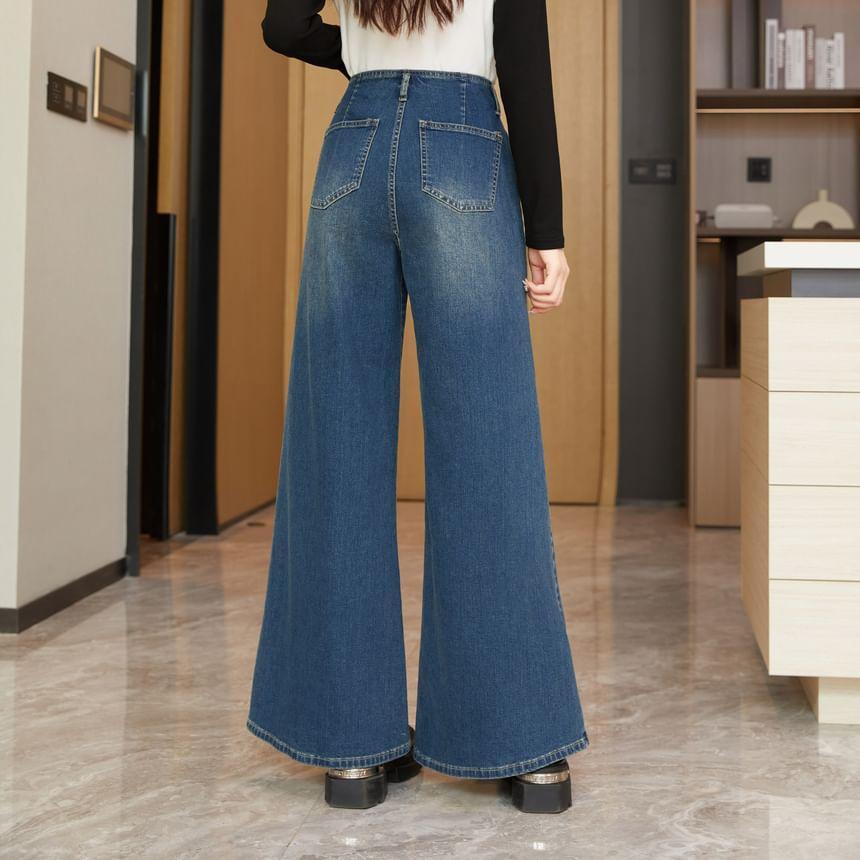 High Rise Washed Wide Leg Jeans Product Image