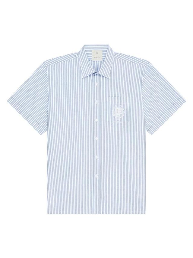 Mens Crest Shirt In Cotton With Stripes Product Image