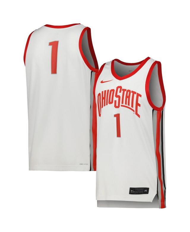 Mens Nike #1 White Ohio State Buckeyes Team Replica Basketball Jersey - White Product Image