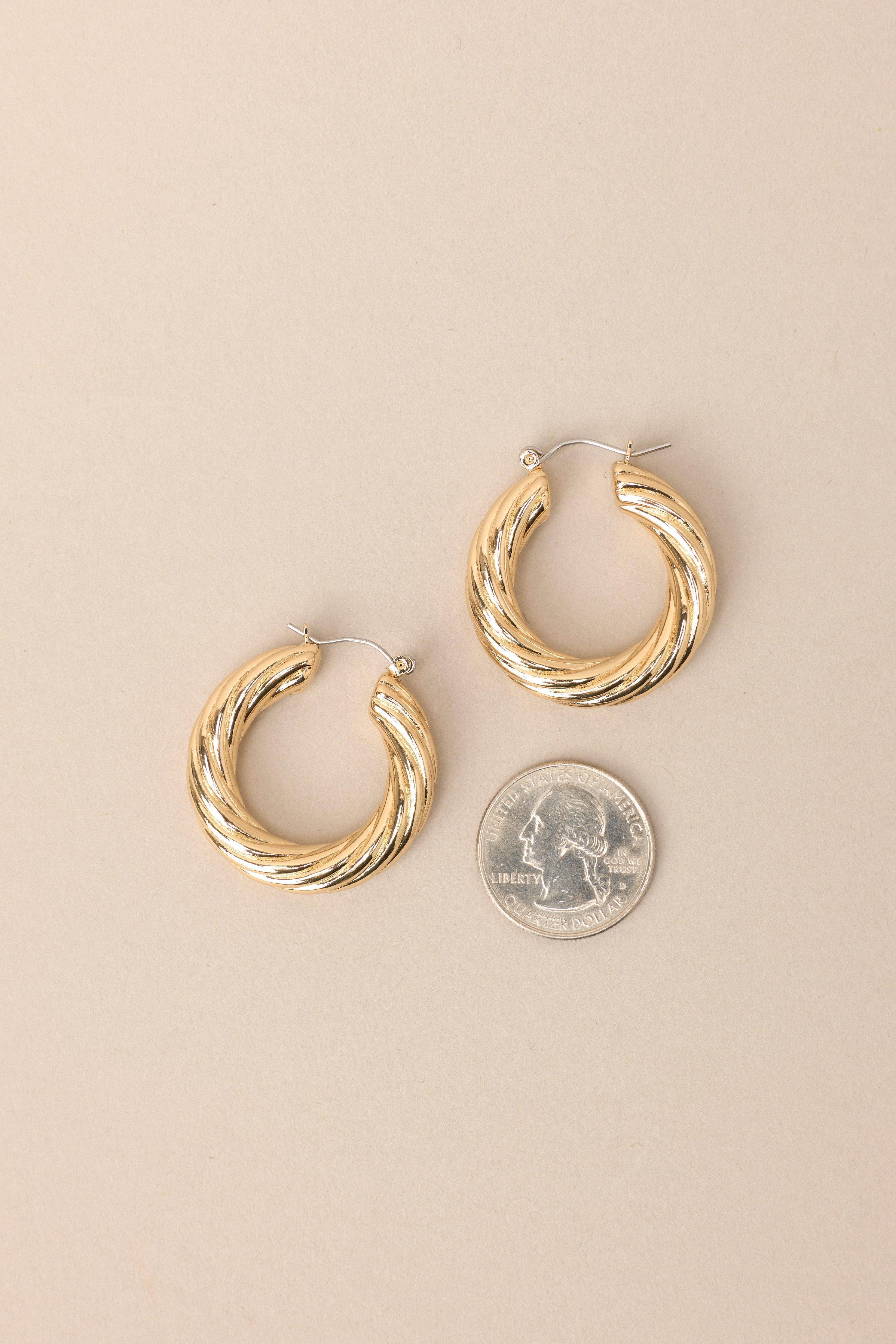 To Be Alive Twisted Gold Hoop Earrings Product Image