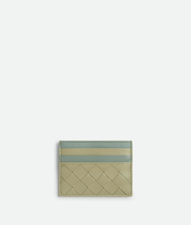 Women's Intrecciato Credit Card Case in Travertine / New sauge Product Image