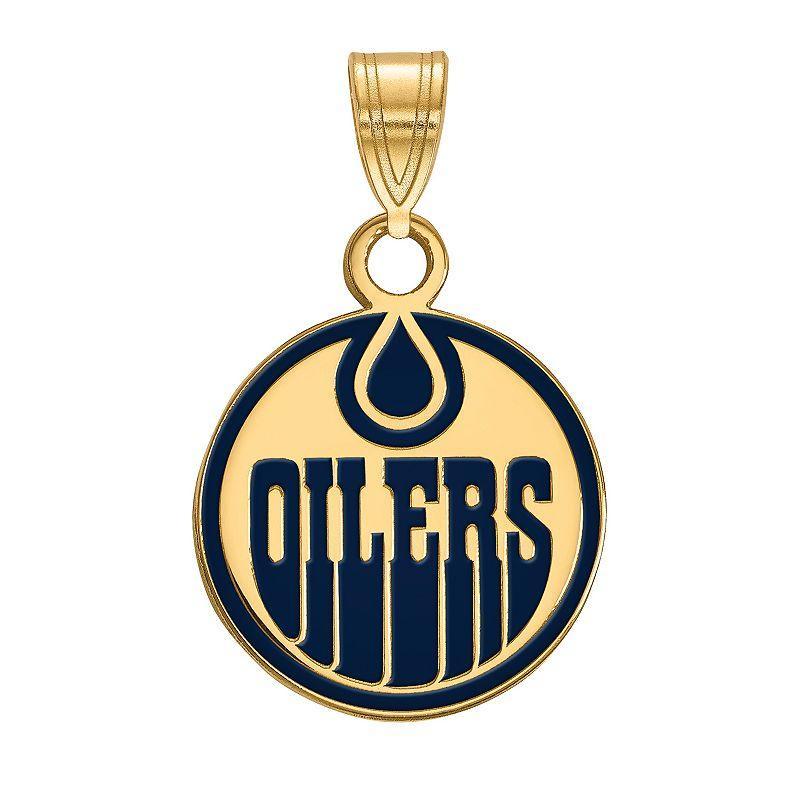 LogoArt Sterling Silver Edmonton Oilers Small Enamel Logo Pendant, Womens Goldtone Product Image