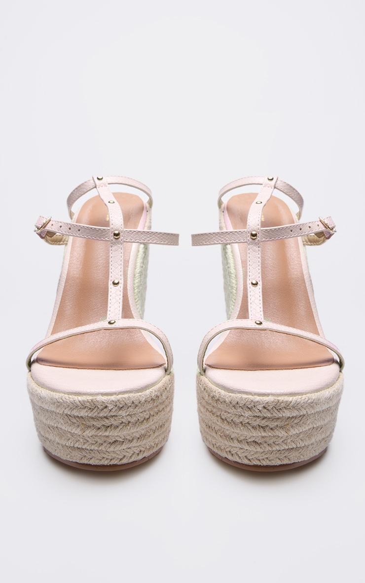 Pink Snake Pu Strappy Heeled Wedges Product Image