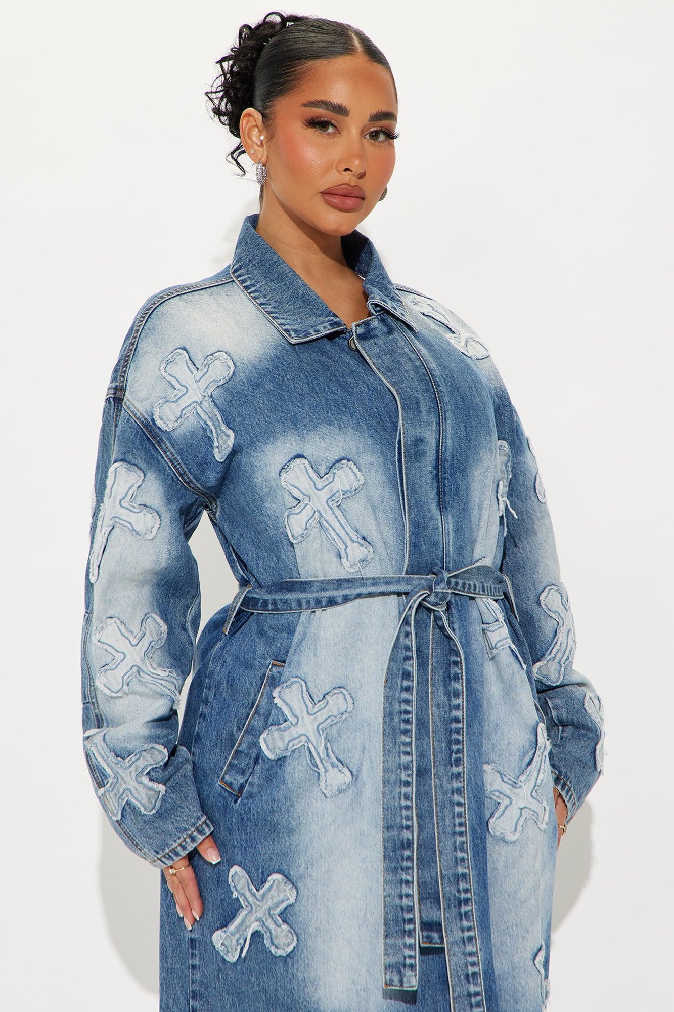 Cross Your Mind Denim Trench - Medium Wash Product Image