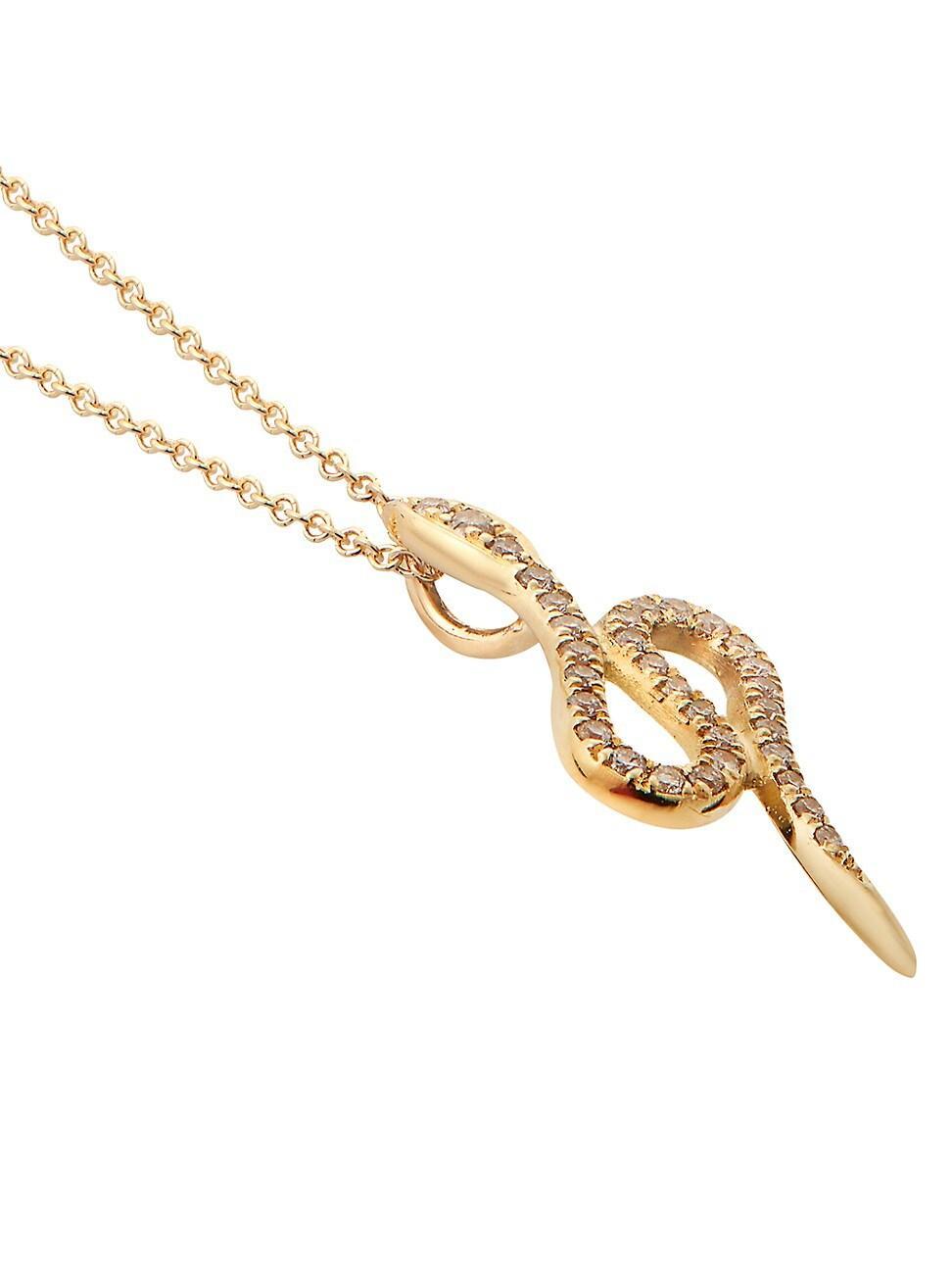 Womens Snakes Queen Snake 18K Yellow Gold & Champagne Diamond Pendant Necklace Product Image