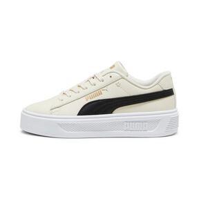 PUMA Smash Platform v3 Women's Sneakers in Alpine Snow/Black/Gold Product Image