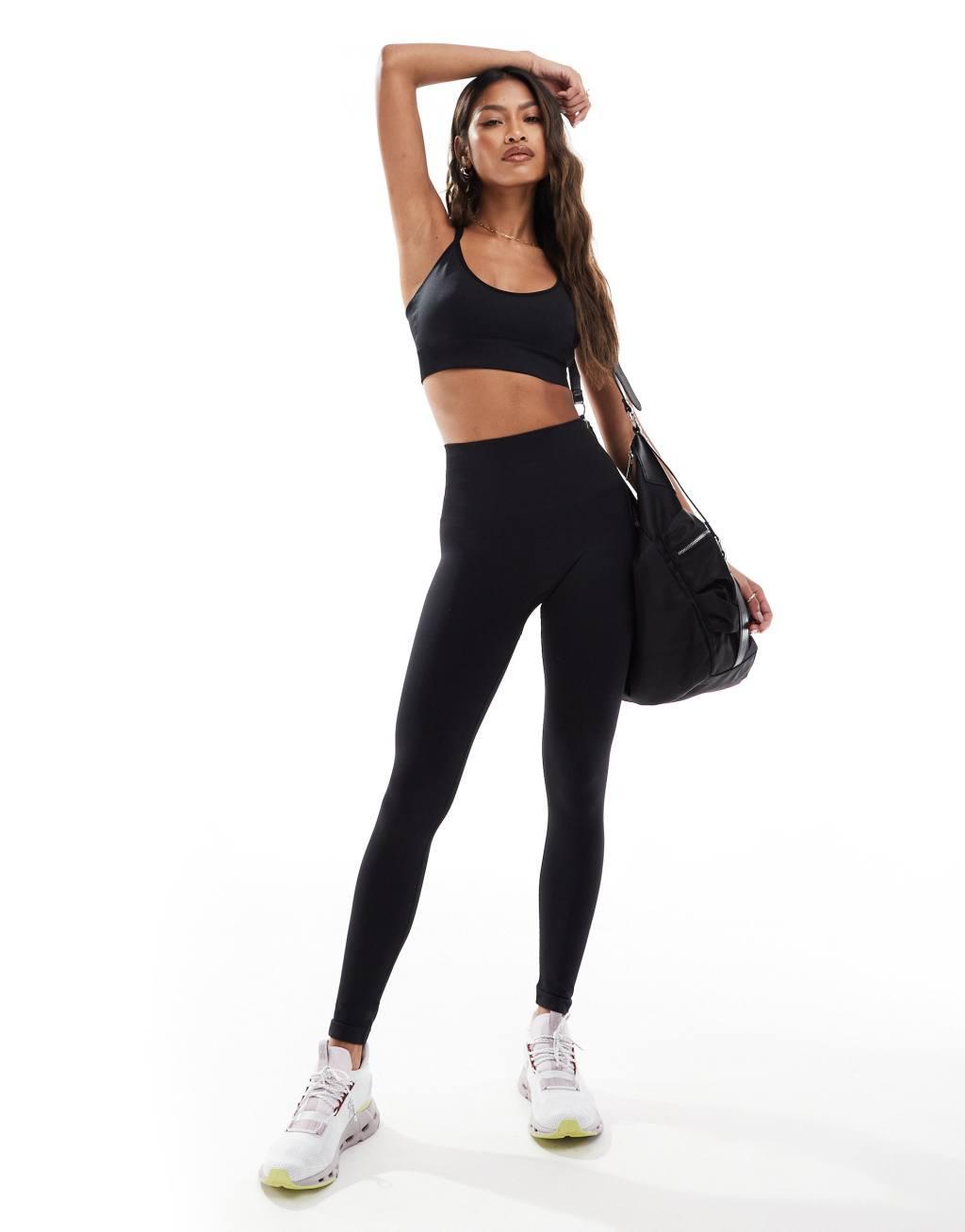 ASOS 4505 smooth seamless high waist gym legging in black Product Image