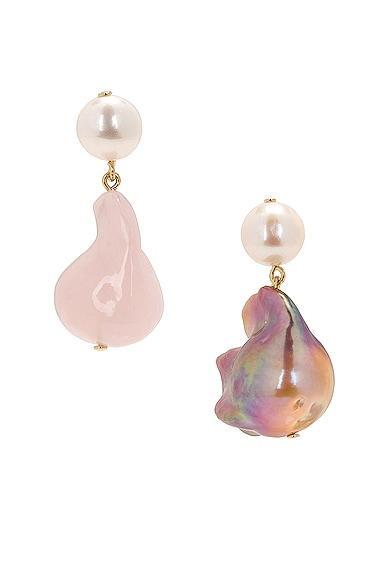 Completedworks Recycled Silver Bio Resin Pearl Earrings in Metallic Gold Product Image