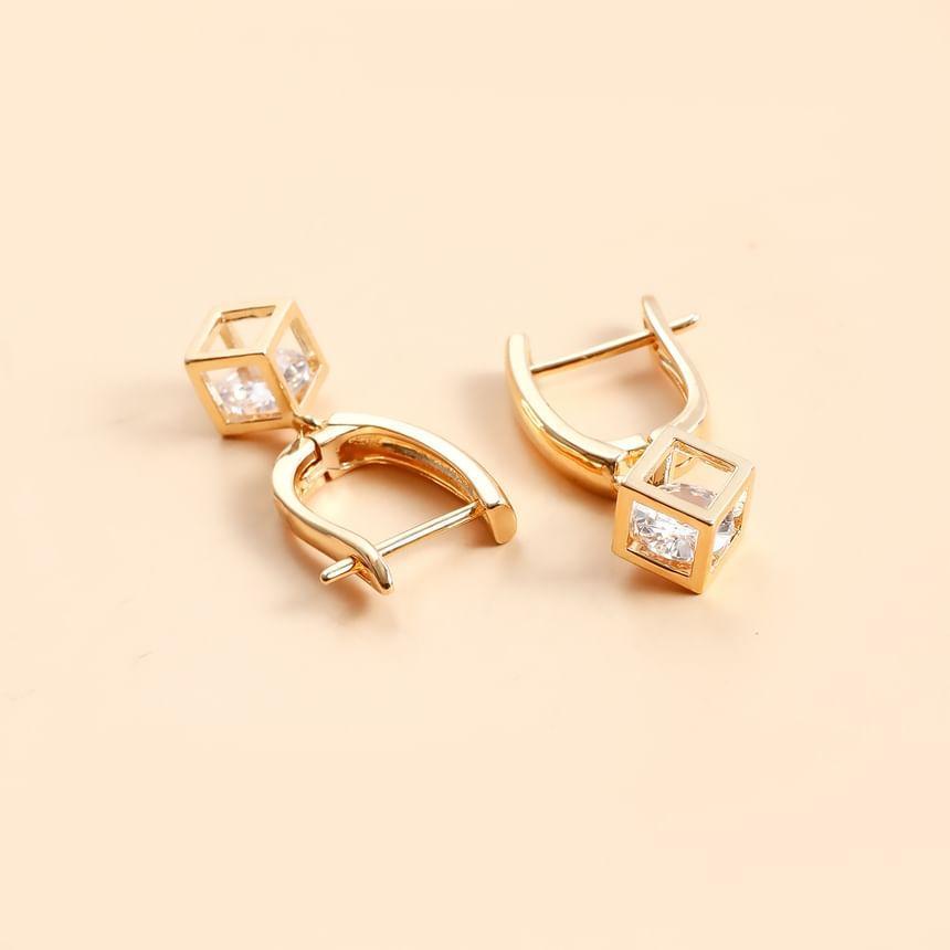 Caged Rhinestone Alloy Drop Earring Product Image